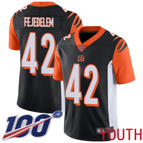 Cincinnati Bengals Limited Black Youth Clayton Fejedelem Home Jersey NFL Footballl #42 100th Season Vapor Untouchable